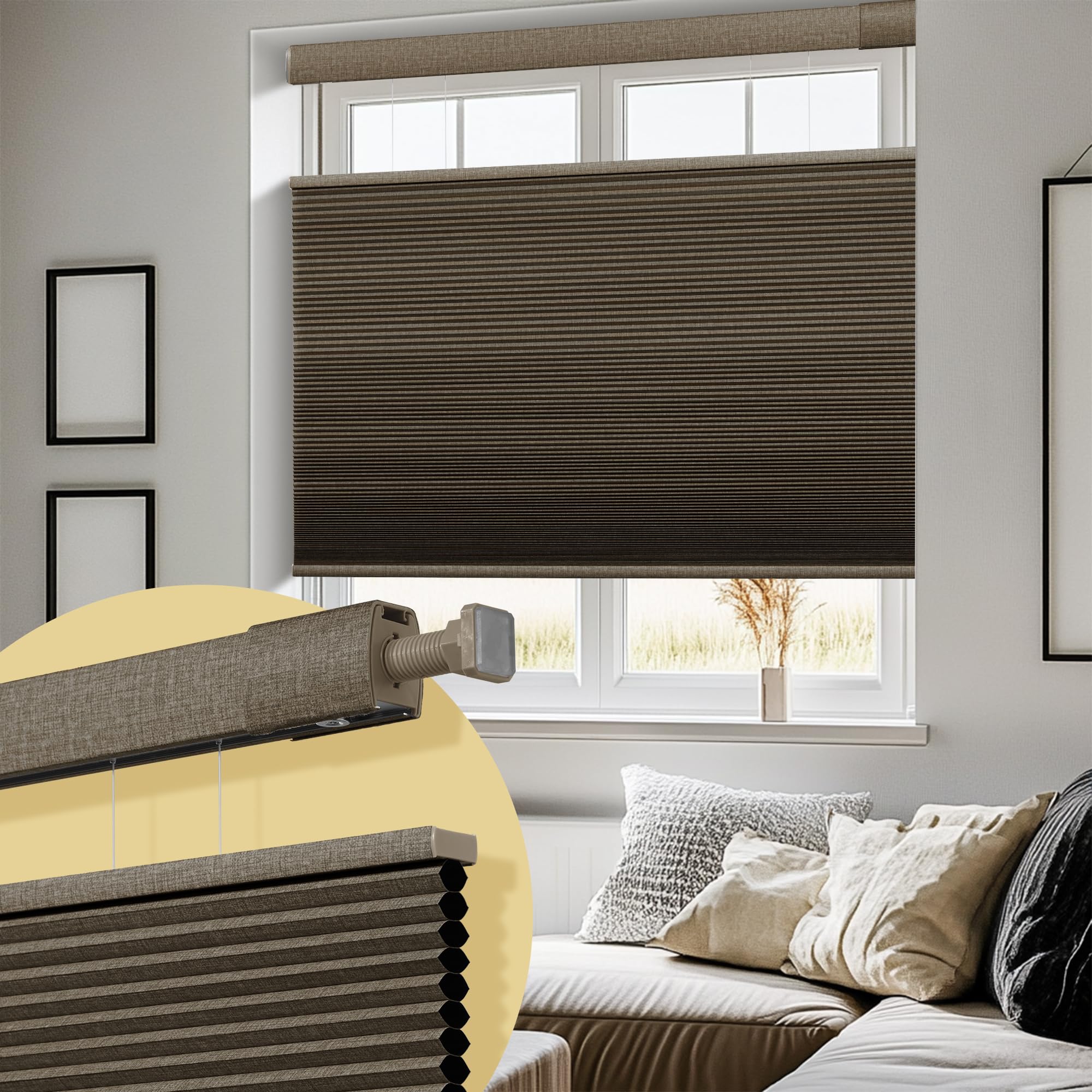 Amazon.com: HOTSOON No Drill No Tools Cellular Shades Linen